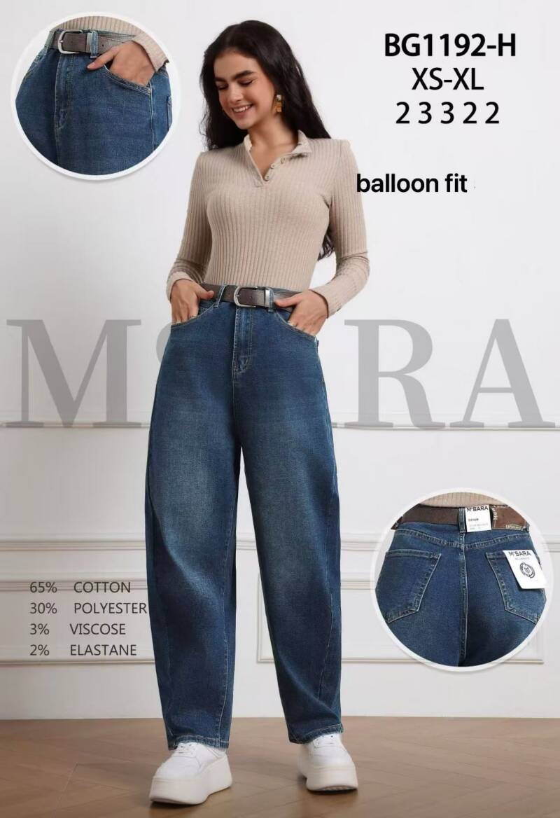 Spodnie jeansy damskie Roz XS-XL, 1 Kolor Paczka 10 szt